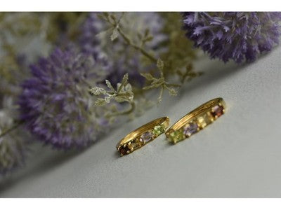925 Sterling Silver Gold Plated Multi Gemstones Earrings