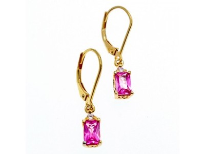 925 Sterling Silver Gold Plated Pink Topaz & Goshenite Earrings