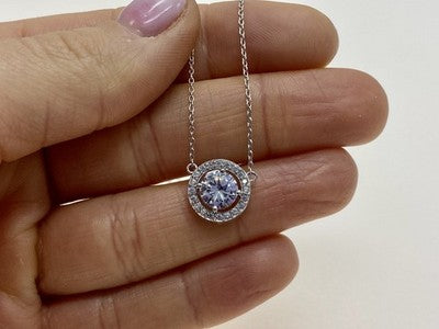 925 Sterling Silver CZ Pendant Necklace