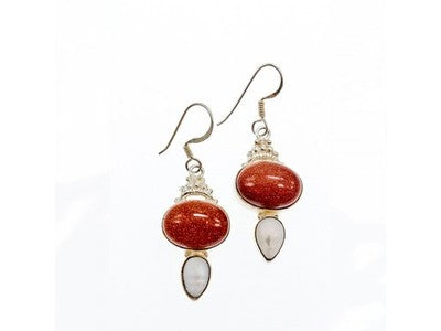 Vintage 925 Sterling Silver Aventurine and Mother of Pearl Set