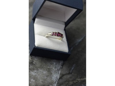 925 Sterling Silver Rubellite Ring Size 10