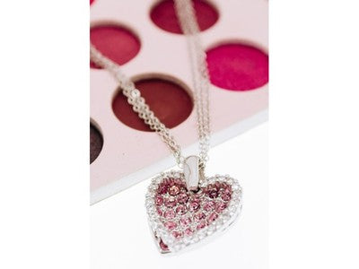 925 Sterling Silver CZ "Heart" Triple Chain With Pendant