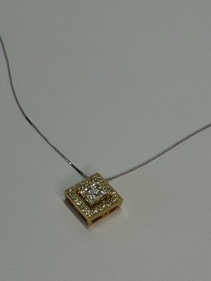 14K YELLOW WHITE GOLD CZ NECKLACE LENGTH 18 INCH