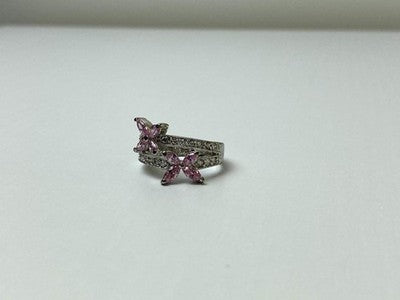 925 Sterling Silver CZ "Butterflies" Ring Size 6.5