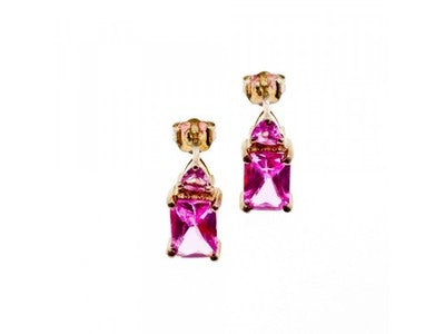 925 Sterling Silver Pink Topaz Stud Earrings