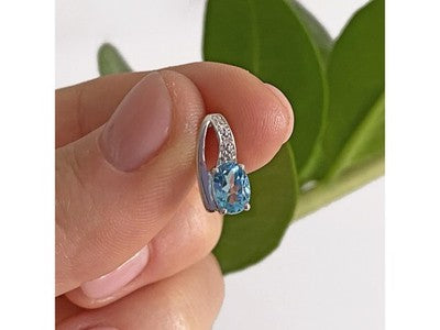 925 Sterling Silver Topaz & Diamond Pendant