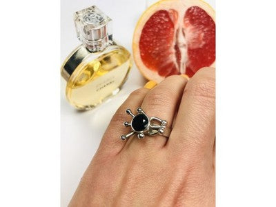 925 Sterling Silver Black Tourmaline (Sherl) Ring Size 6.5