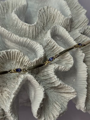 14K Yellow Gold Tanzanite & Diamond Bracelet Length 7.5 Inch