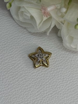 10K Yellow Gold Diamond Star Pendant Length 0.50 Inch