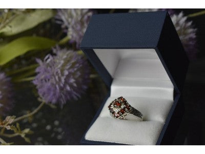 925 Sterling Silver Almandine Ring Size 5