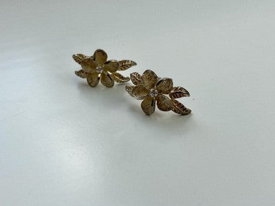 925 Sterling Silver Gold Plated CZ "Flowers" Earrings