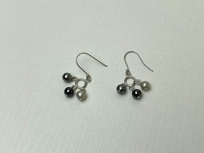 925 Sterling Silver Pearls Dangle Earrings Italy