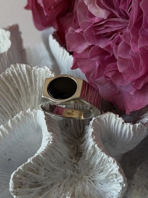 Mens 925 Sterling Silver Onyx Ring Size 12