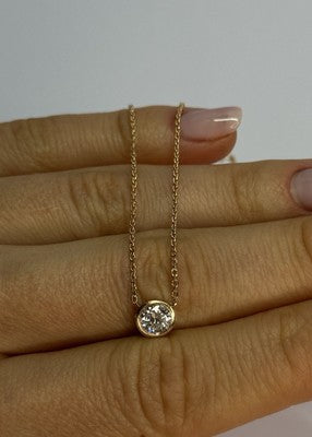 14K YELLOW GOLD DIAMOND 0.46 CARAT NECKLACE LENGTH 18 INCH
