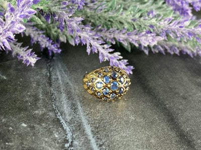 925 Sterling Silver Gold Plated Tanzanite Ring Size 5.5