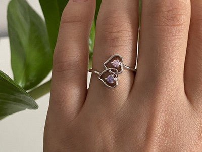 925 Sterling Silver CZ "Hearts" Ring Size 7