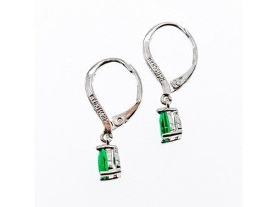 925 Sterling Silver Emerald & CZ Earrings