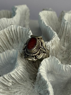 Vintage 925 Sterling Silver Agate Ring Size 6
