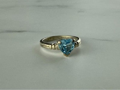 925 Sterling Silver Topaz "Heart" Ring Size 8