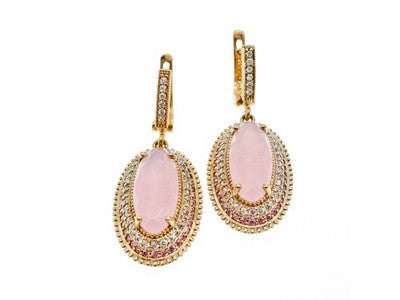 925 Sterling Silver Gold Plated Pink Alpanite & CZ Set
