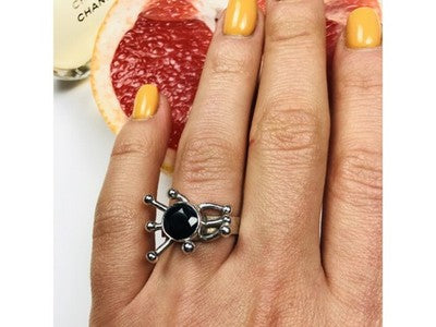 925 Sterling Silver Black Tourmaline (Sherl) Ring Size 6.5