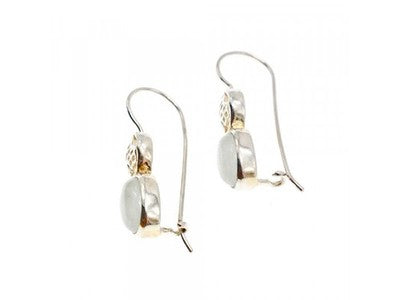 925 Sterling Silver White Jadeite Earrings