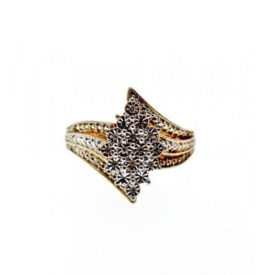 925 Sterling Silver Gold Plated CZ Ring Size 10