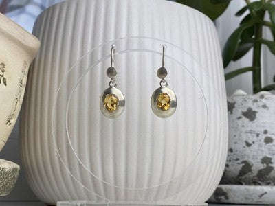 925 Sterling Silver Yellow Tourmaline Earrings