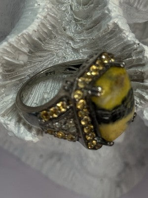 925 Sterling Silver Yashma Citrine & Beryl Ring Size 6