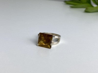 Vintage 925 Sterling Silver Heliodor Ring Size 6.75
