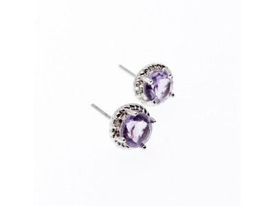 925 Sterling Silver Amethyst Stud Earrings
