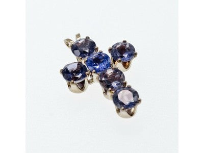 925 Sterling Silver Tanzanite Cross Pendant