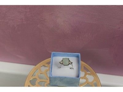 925 Sterling Silver Aventurine Ring Size 6.5