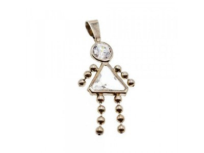 925 Sterling Silver CZ "Girl" Chain With Pendant
