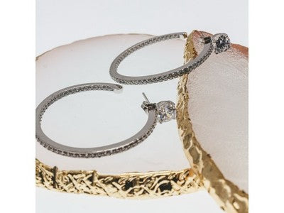 925 Sterling Silver CZ "Harmony" Hoop Earrings