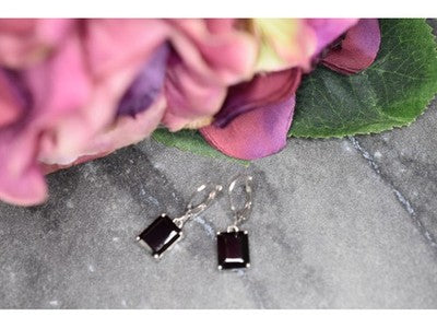 925 Sterling Silver Black Agate Earrings