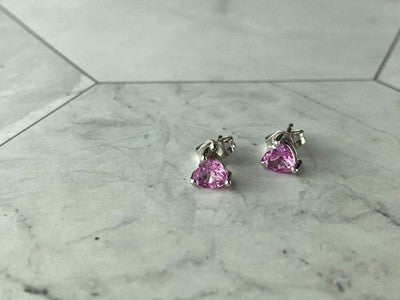 925 Sterling Silver Morganite and CZ "Hearts" Stud Earrings & Pendant Set