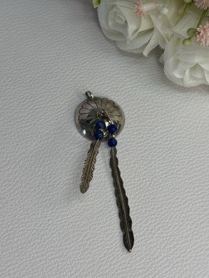 Vintage Native American 925 Sterling Silver Lapis Pendant Length 2.70 Inch
