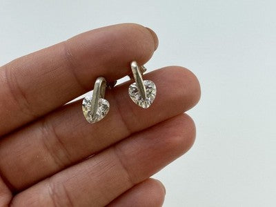 925 Sterling Silver CZ "Hearts" Stud Earrings