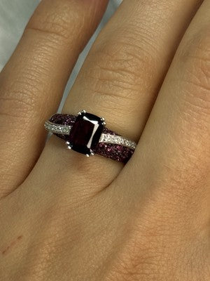 10K White Gold Spinel & Diamond Ring Size 6.5
