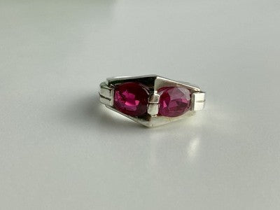 925 Sterling Silver Pink Spinel Ring Size 5.5