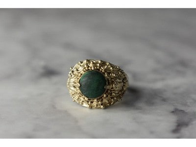 Vintage 925 Sterling Silver Malachite Ring Size 5.5