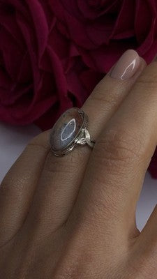 Vintage 925 Sterling Silver Moss Agate Ring Size 4.5