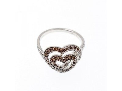 925 Sterling Silver Sapphires "Heart" Ring Size 7