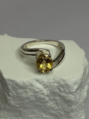 925 Sterling Silver Citrine Ring Size 8