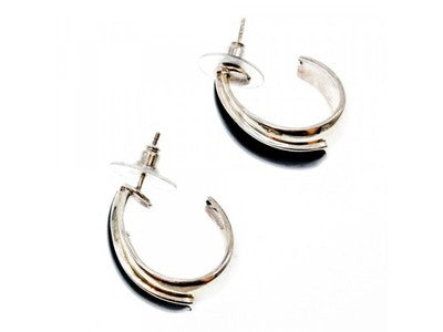 925 Sterling Silver Black Nephrite Stud Earrings