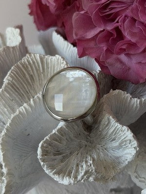 925 Sterling Silver Abalone Ring Size 10