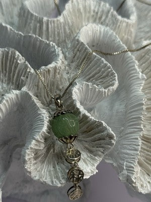 925 Sterling Silver Jadeite Necklace Length 18 Inch