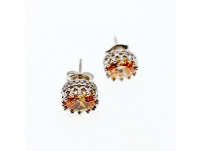 925 Sterling Silver Citrine Stud Earrings