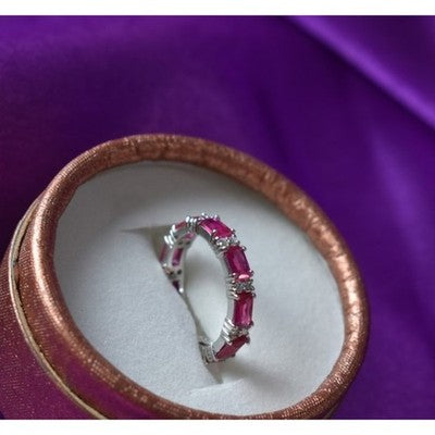 925 Sterling Silver Pink Topaz & CZ Ring Size 5.5